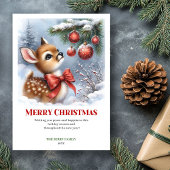 Printable Baby Fawn Christmas Scene Watercolor  シーズンカード