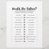 Printable Baby Shower Game: Would She Rather?  レターヘッド (正面)