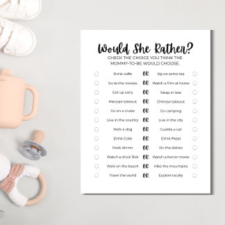 Printable Baby Shower Game: Would She Rather?  レターヘッド