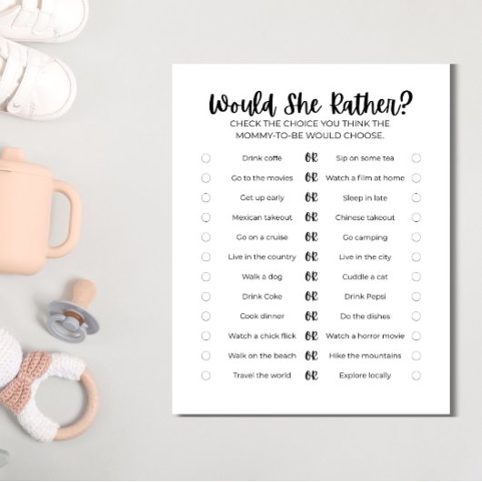 Printable Baby Shower Game: Would She Rather?  レターヘッド