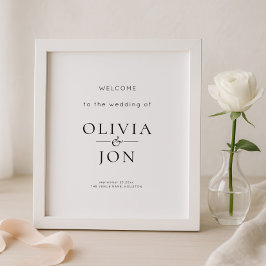 Printable Black and White Wedding Welcome Sign ポスター