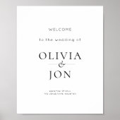 Printable Black and White Wedding Welcome Sign ポスター (正面)