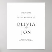 Printable Black and White Wedding Welcome Sign ポスター (正面)