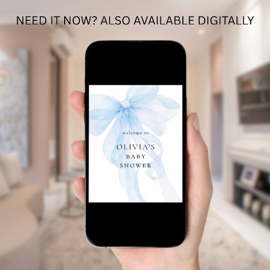 Printable Blue Bow Welcome to Baby Shower ポスター