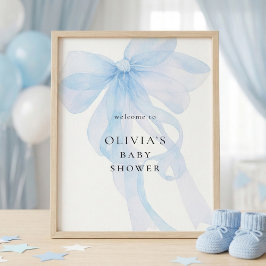 Printable Blue Bow Welcome to Baby Shower ポスター
