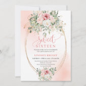 Printable Blush and Gold Sweet 16 Party Invitation 招待状 (正面)