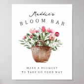 Printable Bridal Shower Bloom Bar Sign ポスター (正面)