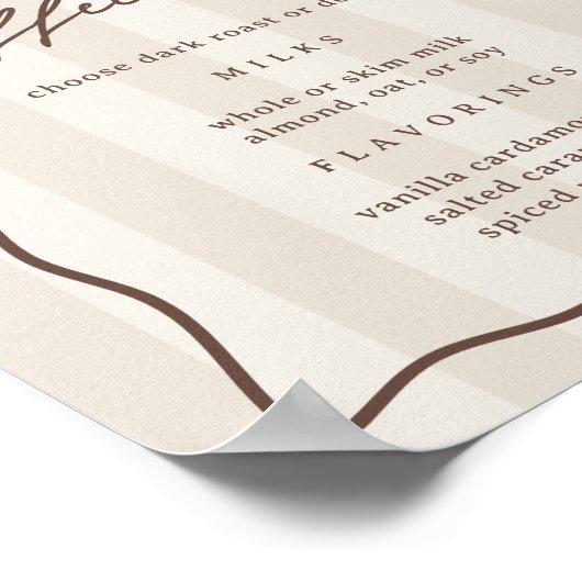 Printable Coffee Bar Menu Sign ポスター (角)