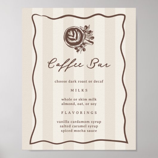 Printable Coffee Bar Menu Sign ポスター (正面)