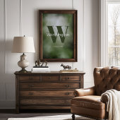 Printable Custom Family Last Name Print Green  ポスター