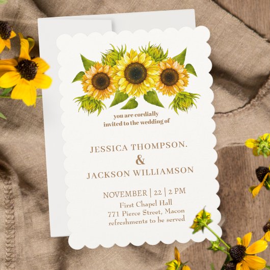 Printable Custom Wedding Card, sunflower 招待状