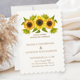 Printable Custom Wedding Card, sunflower  招待状