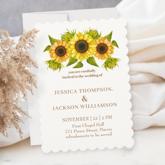 Printable Custom Wedding Card, sunflower  招待状