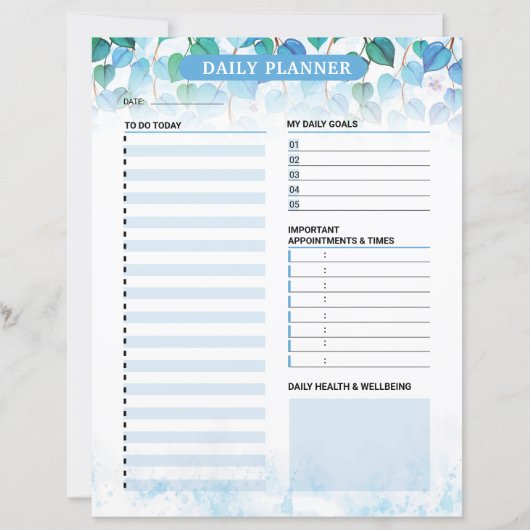 Printable Daily Planner Template (正面)