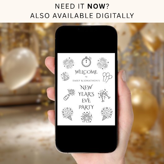 Printable Doodles Black Welcome to New Year Party ポスター