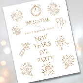 Printable Doodles Gold Welcome to New Year Party ポスター