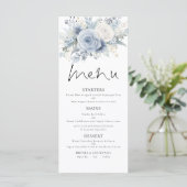 Printable Dusty Blue FloralsWedding Thank You Menu カード (スタンド正面)