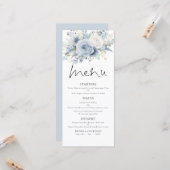 Printable Dusty Blue FloralsWedding Thank You Menu カード (正面/裏面インサイチュ)