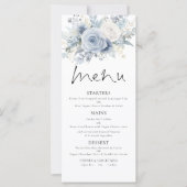 Printable Dusty Blue FloralsWedding Thank You Menu カード (正面)