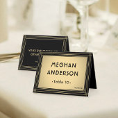 Printable Escort Card - Classic Black and Gold カード