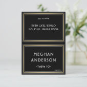 Printable Escort Card - Elegant Black and Gold カード (スタンド正面)