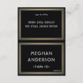 Printable Escort Card - Elegant Black and Gold カード (正面)