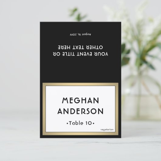 Printable Escort Card - Modern Black and Gold カード (スタンド正面)