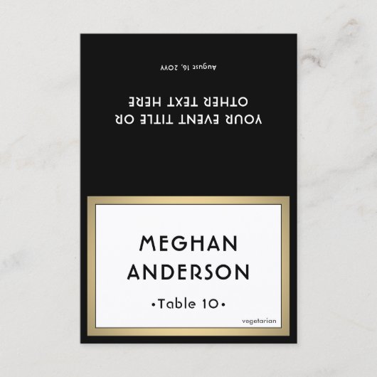 Printable Escort Card - Modern Black and Gold カード (正面)