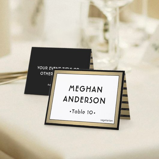 Printable Escort Card - Modern Black and Gold カード