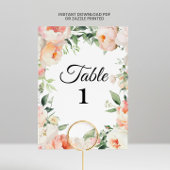 Printable Floral Bridal Shower Table Numbers 招待状