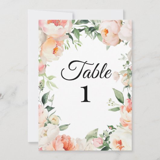 Printable Floral Bridal Shower Table Numbers 招待状 (正面)