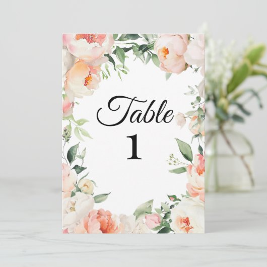 Printable Floral Bridal Shower Table Numbers 招待状 (スタンド正面)