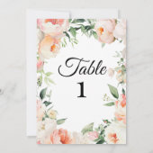 Printable Floral Bridal Shower Table Numbers 招待状 (裏面)