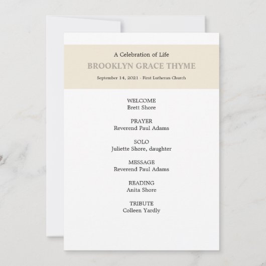 Printable Framed Photo Celebration of Life Program 招待状 (裏面)