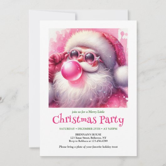 Printable Funny Santa Sunglasses Christmas Invite 招待状 (正面)