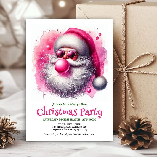 Printable Funny Santa Sunglasses Christmas Invite 招待状