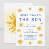 Printable Here Comes The Son Baby Shower 招待状 (正面/裏面)