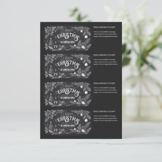 Printable Homemade Christmas Gift Labels 招待状 (スタンド正面)