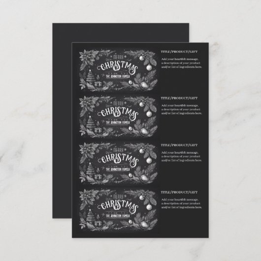 Printable Homemade Christmas Gift Labels 招待状 (正面/裏面)