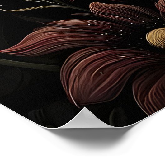 Printable Hydrangea Wall Art, Antique Dark ポスター (角)