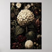 Printable Hydrangea Wall Art, Antique Dark ポスター (正面)