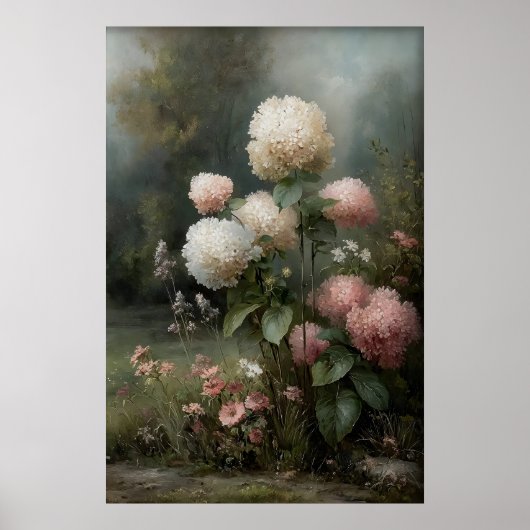 Printable Hydrangea Wall Art, Antique Spring ポスター (正面)