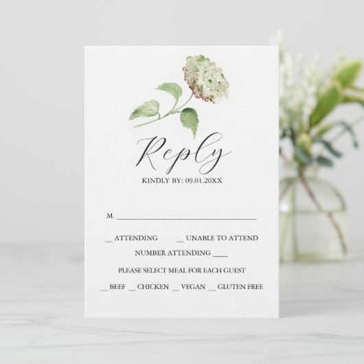 Printable Hydrangea Wedding RSVP Cards 招待状 (スタンド正面)
