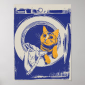 Printable Laundry Wall Art Funny Poster Cat in Was ポスター (正面)