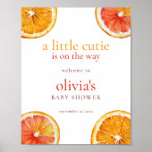 Printable Little Cutie Orange Welcome Baby Shower  ポスター (正面)