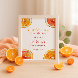 Printable Little Cutie Orange Welcome Baby Shower  ポスター