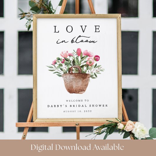 Printable Love in Bloom Bridal Shower Welcome Sign ポスター