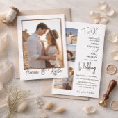 Printable minimalist four-photo wedding 招待状