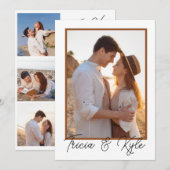 Printable minimalist four-photo wedding 招待状 (正面/裏面)