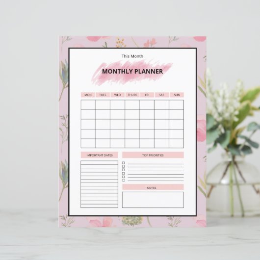 Printable Monthly Planner Template (スタンド正面)